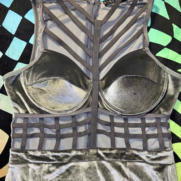 Silver Velvet Split Dress - Picture 1 of 5
